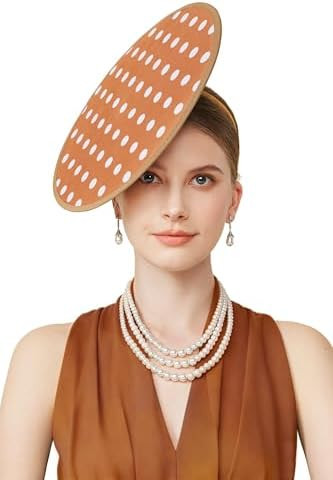 Fascinators Hats for Women - Tea Party Cocktail Fascinator Polka Dot Flat Kentucky Vintage Derby ... | Amazon (US)
