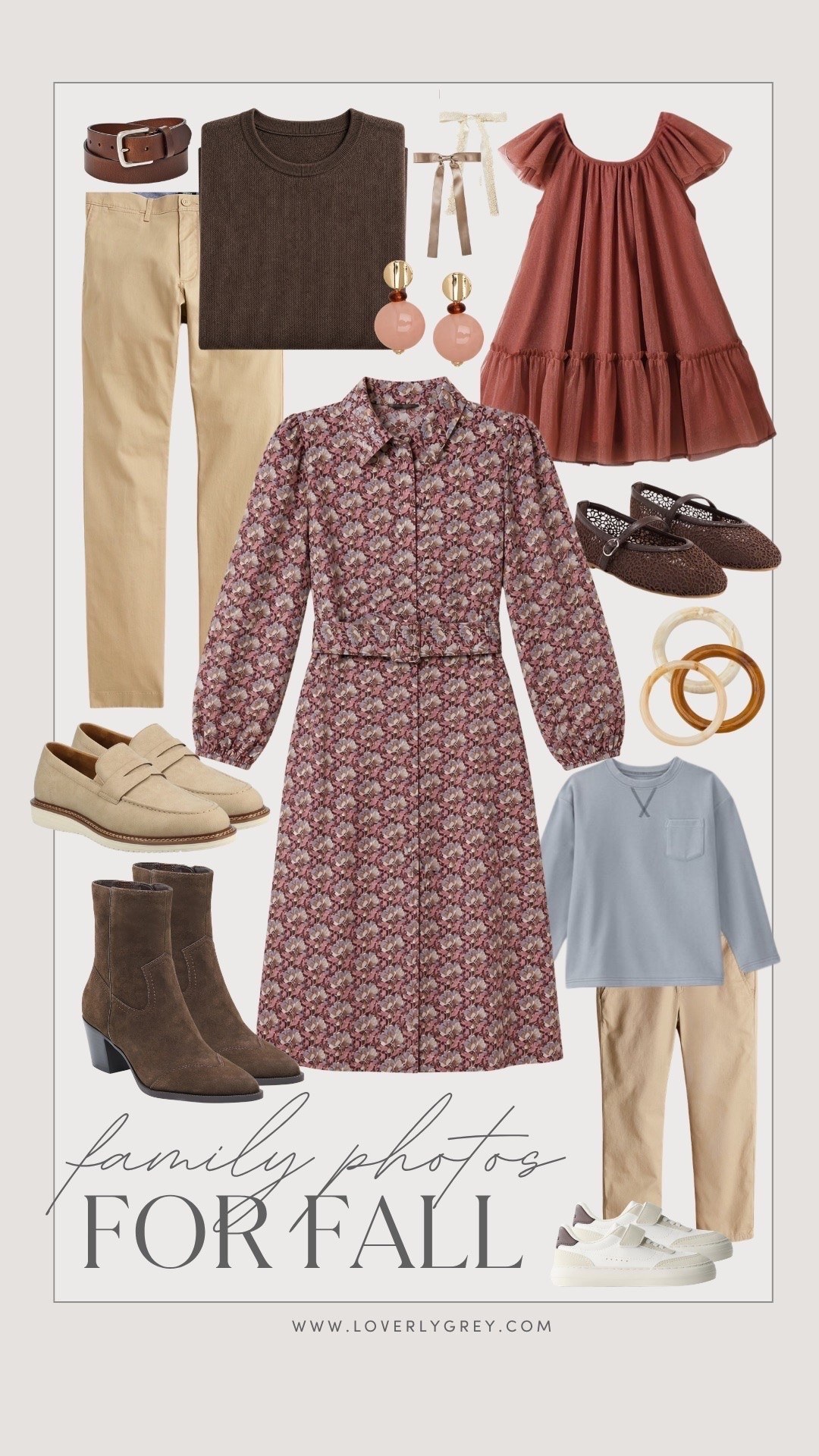 Fall family photos outfit idea! Love the variety of colors and patterns here! 

Loverly grey, fall family outfit ideas, kids fall outfit, women’s pattern midi dress, coordinating family outfit

#LTKSeasonal #LTKKids #LTKMens