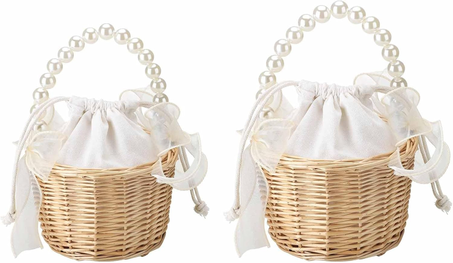 MSUIINT Wedding Flower Girl Baskets, Vintage Wedding Basket Rattan Flower Basket, Brown Rattan Sm... | Amazon (US)