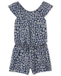 Baby And Toddler Girls Short Sleeve Floral Print Knit Ruffle Romper | The Children's Place