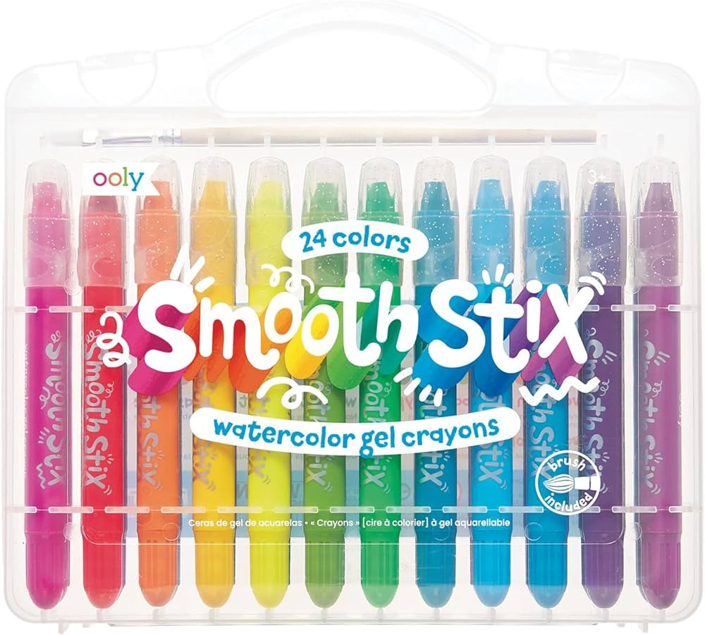 Ooly Smooth Stix Gel Crayons for Kids and Adults with Paint Brush - Set of 25 Watercolor Rainbow ... | Amazon (US)