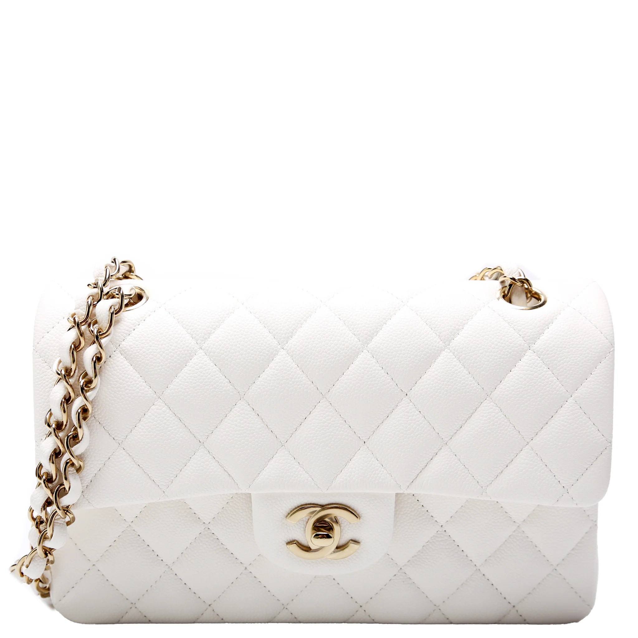 Classic Flap Small Caviar White | Keeks Designer Handbags