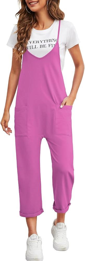 Nirovien Womens Oversized Sleeveless Jumpsuits Loose Spaghetti Strap Baggy Overalls with Pockets ... | Amazon (US)