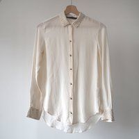 Zara Mulberry Silk Cream Studded Shirt Blouse Retro Boho Hippie Elegant Skull Buttons M | Sz | Etsy (US)