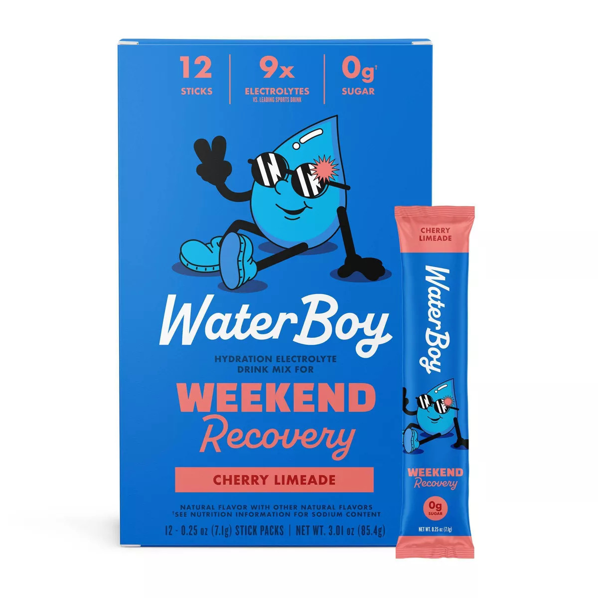 Waterboy Hydration + Weekend Recovery Sports Drink - Cherry Limeade - 0.25oz/12ct | Target