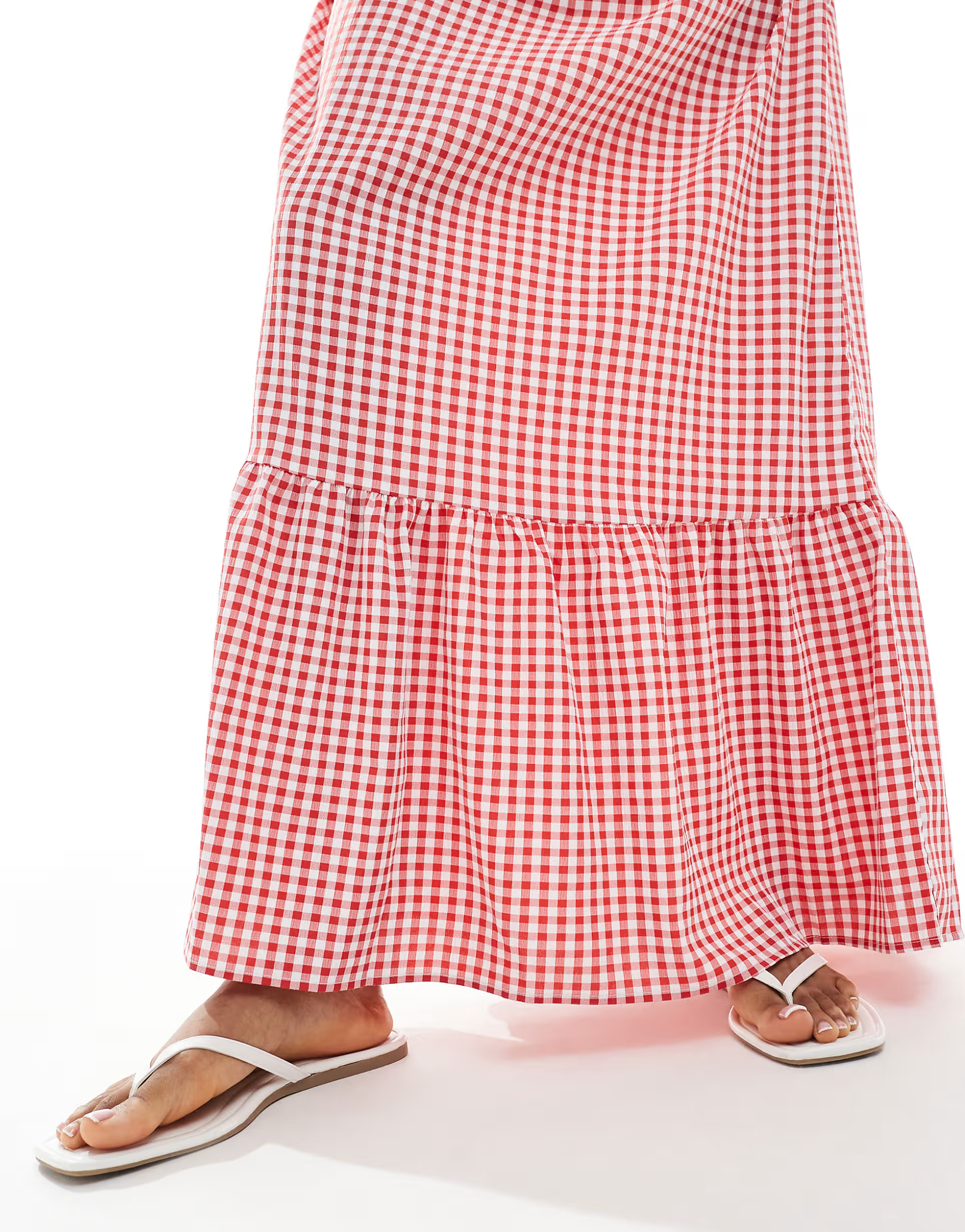 Vero Moda Tall tiered hem maxi skirt in red gingham print | ASOS | ASOS (Global)