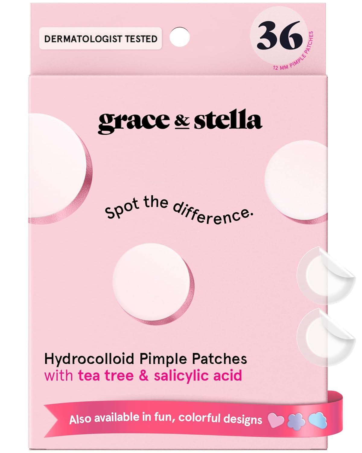 grace & stella Award Winning Pore Strip - Pimple Patches for Face - Hydrocolloid Acne Patches for... | Amazon (US)