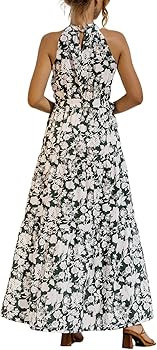 Floral Green Halter Maxi Dress  | Amazon (UK)