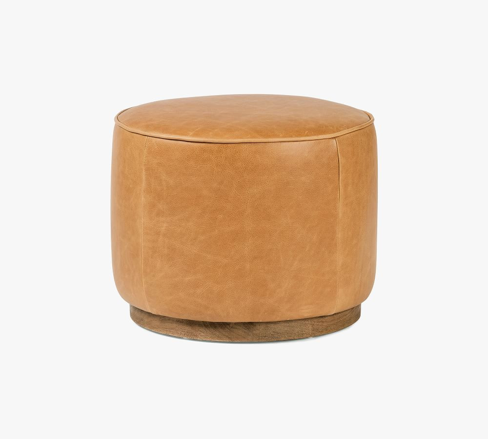 Arroyo Round Upholstered Ottoman, Small 22", Butterscotch | Pottery Barn (US)
