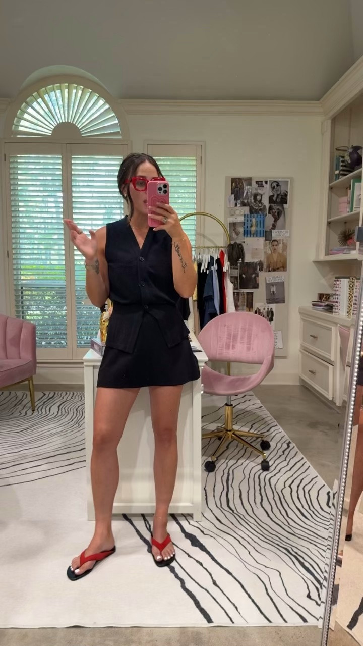 Officially retiring the leggings-and-a-tee uniform. 🖤 This is the Spanx AirEssentials French Rib Vest + Skort set — same comfort I'd get from leggings, but it actually looks like I got dressed on purpose. Turns out you can be comfortable AND put together, who knew. 

 #LTKgrwm #LTKootd #LTKmomlife