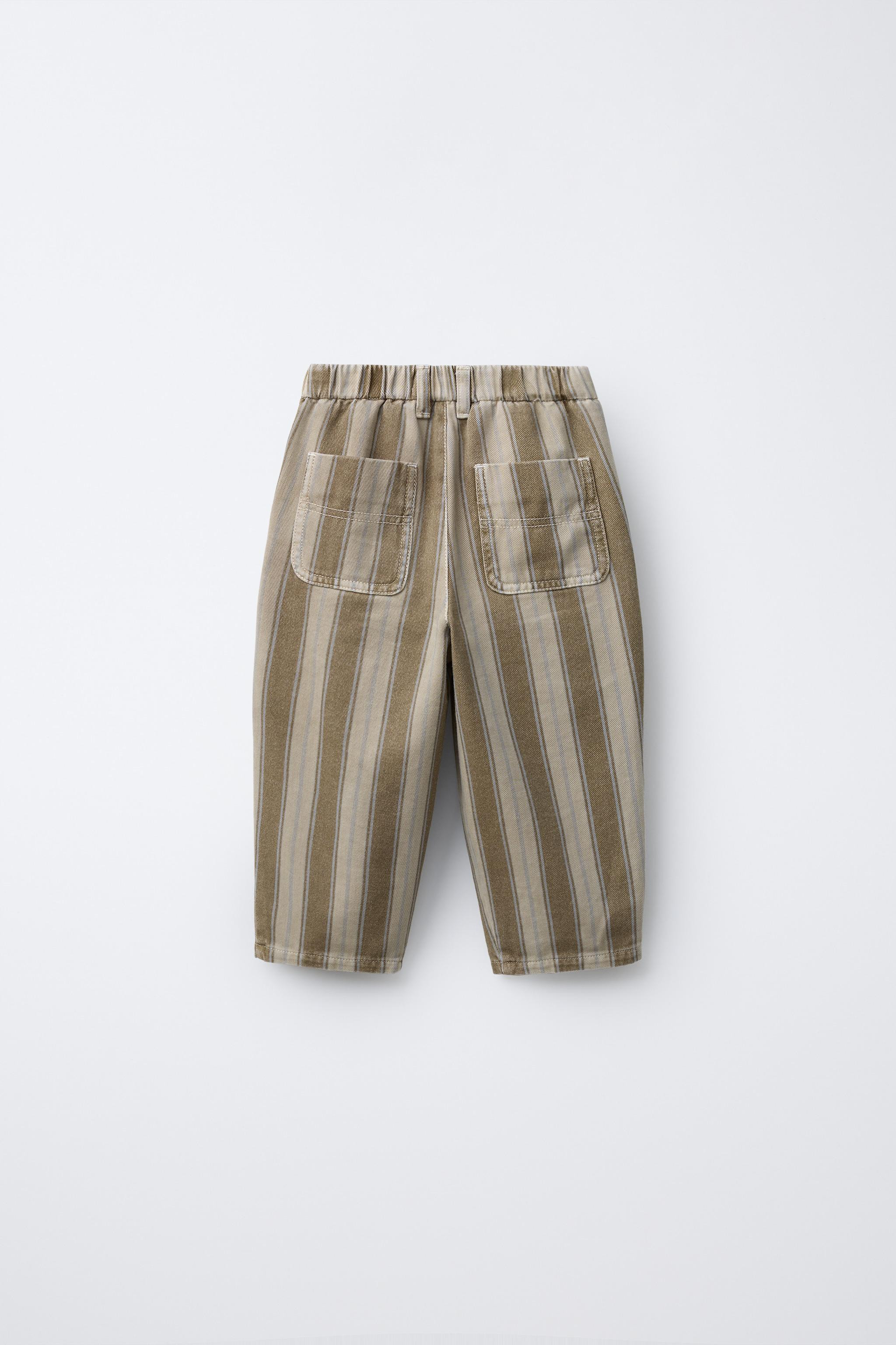 STRIPED WOOL BALLOON PANTS | Zara US
