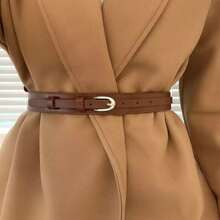Metal Ladies Leather Buckle Brown Belt | SHEIN