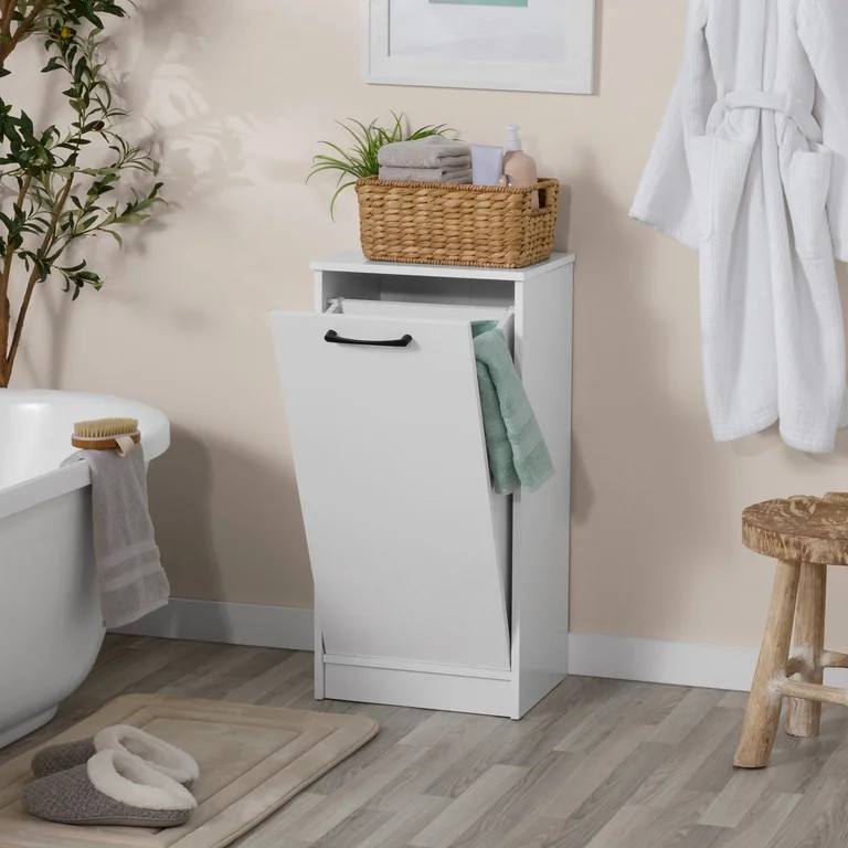 Mainstays Ardent Tilt-Out Laundry Hamper Cabinet, White | Walmart (US)