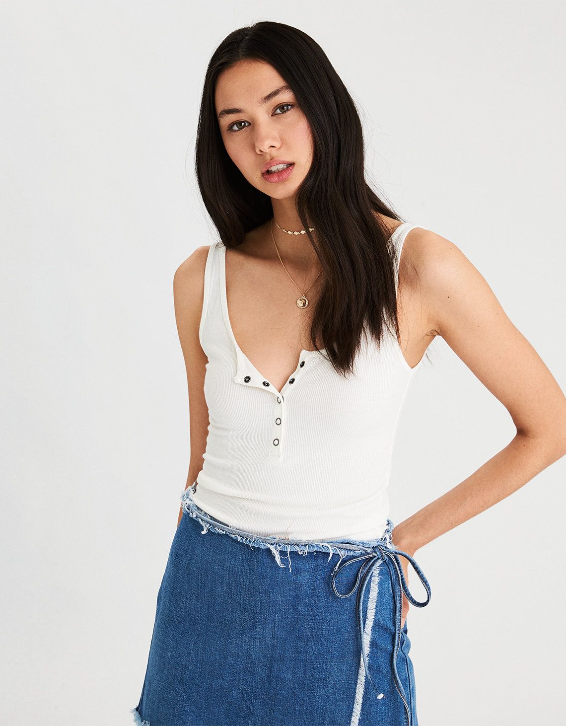 AE Soft & Sexy Henley Tank Top | American Eagle Outfitters (US & CA)