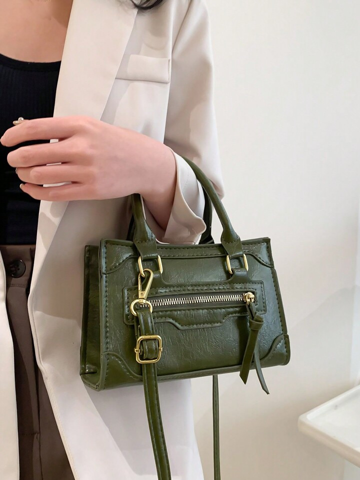 Simple Casual Shoulder Crossbody Bag Solid Color New Korean Style Fashion Vintage Square Trendy H... | SHEIN