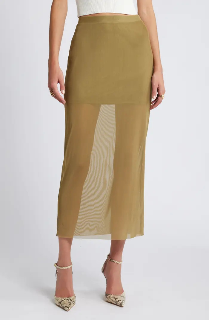 Sheer Mesh Midi Skirt | Nordstrom