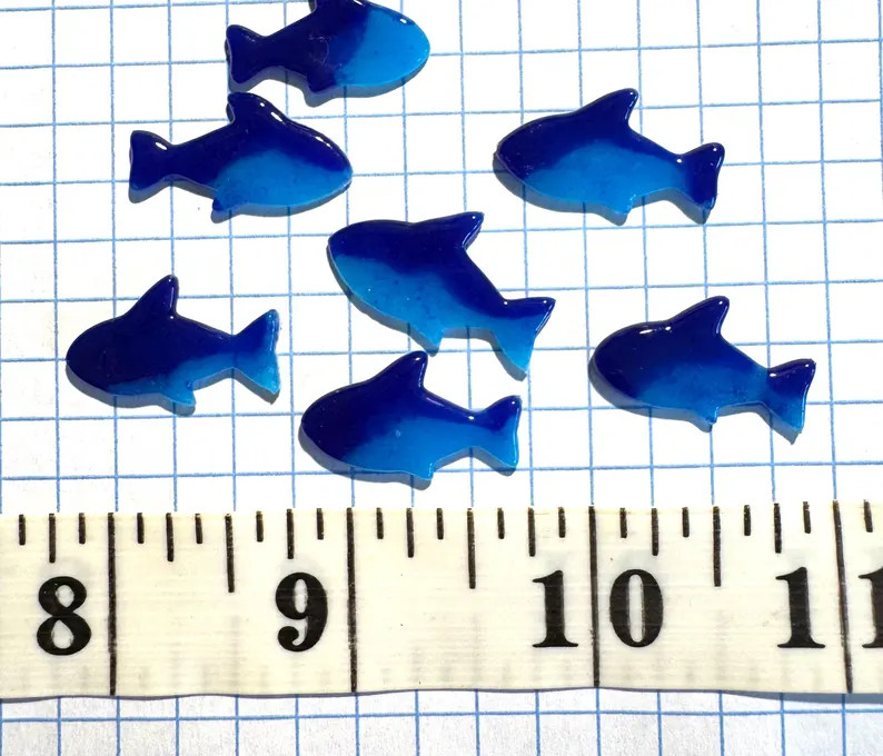COE 96 Fused Glass Fish, Marbled Blue - 1 Inch - Pack of 7 - Etsy | Etsy (Global)