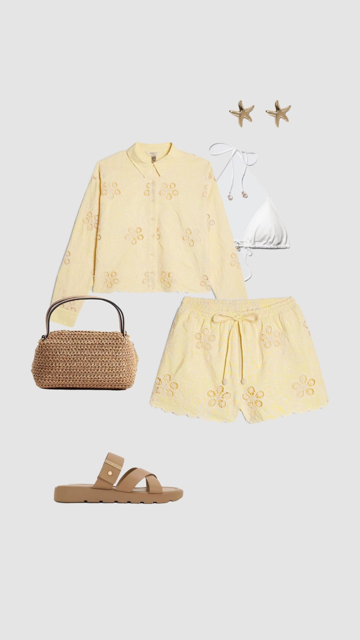 Get 15% off Charles & Keith with code COMAMBW15JESSIE  ✨ (must be logged into your account for the discount to apply) 

Butter Yellow Broderie Shirt, High Waisted Shorts Co-Ord Set, Woven Bag & Sandals Holiday Outfit 🌞

• white bikini taupe beige sliders beach bag pool outfit winter sun spring summer outfits brunch outfit city break outfit pub beer garden uk outfit vacation beach outfits 2026 trends •

trends #LTKholiday #LTKspring

#LTKpetite #LTKspring