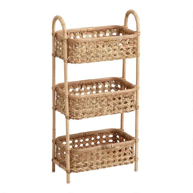 Farrah Natural Rattan Cane 3 Tier Storage Tower | World Market