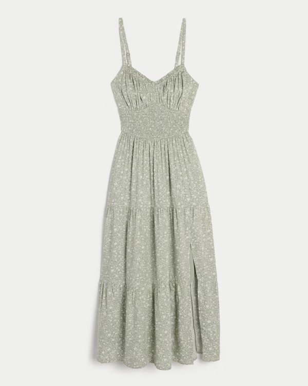 Women's Smocked Waist Crisscross Back Midi Dress | Women's Dresses & Rompers | HollisterCo.com | Hollister (US)