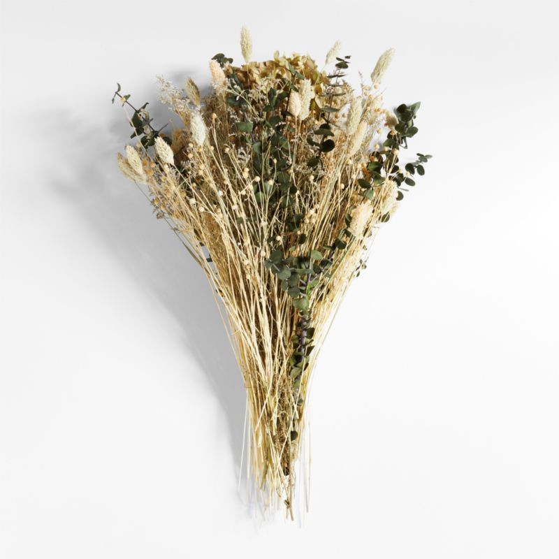 Green Eucalyptus and Flax Dried Bouquet | Crate & Barrel | Crate & Barrel