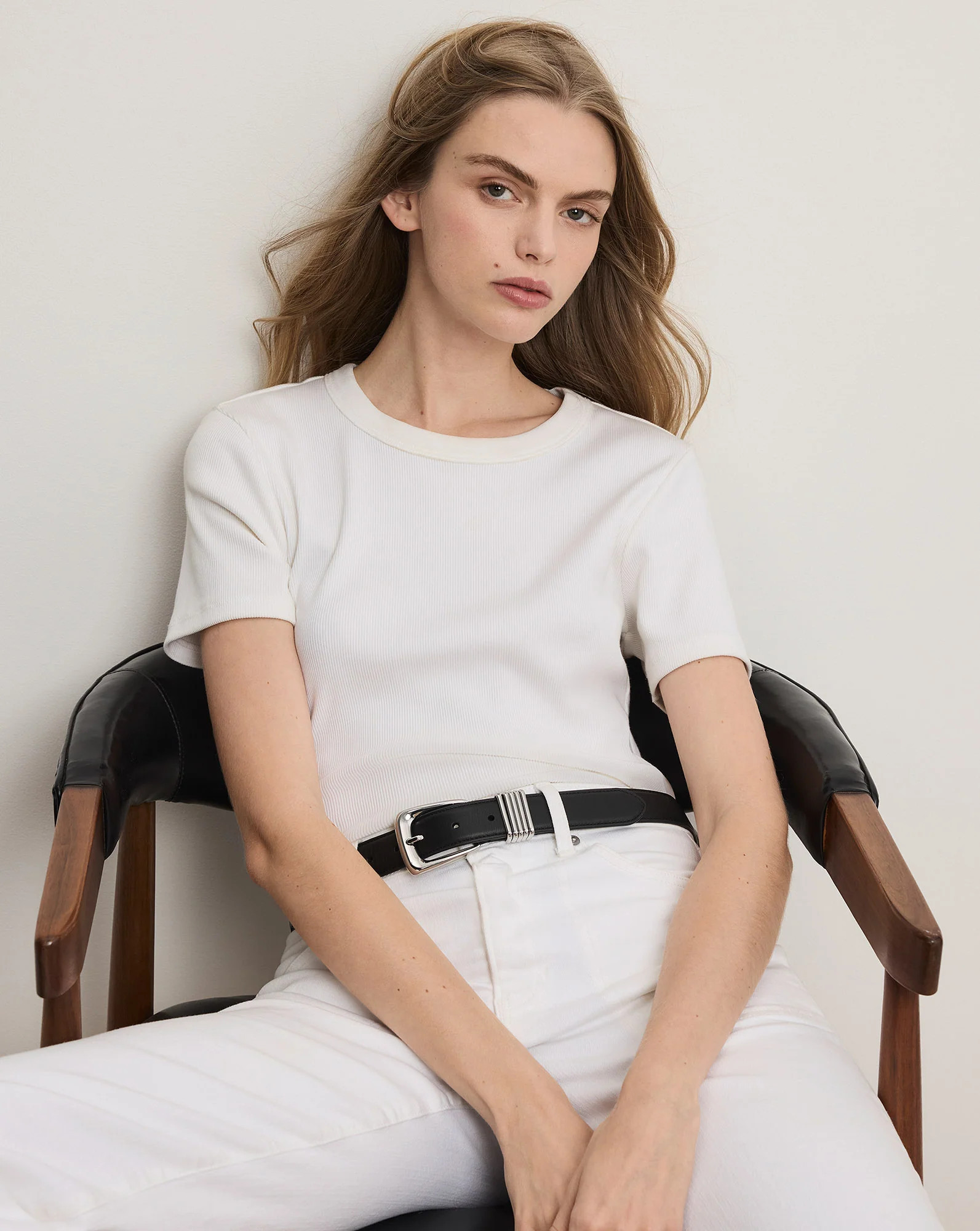 Pruitt Ribbed Tee in White | Veronica Beard | Veronica Beard