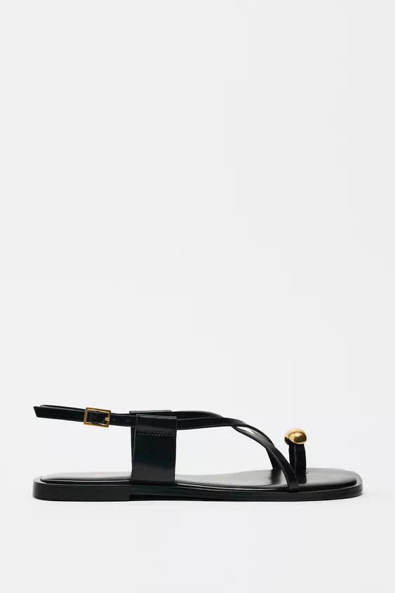 FLAT SANDALS WITH METAL DETAIL | Zara UK