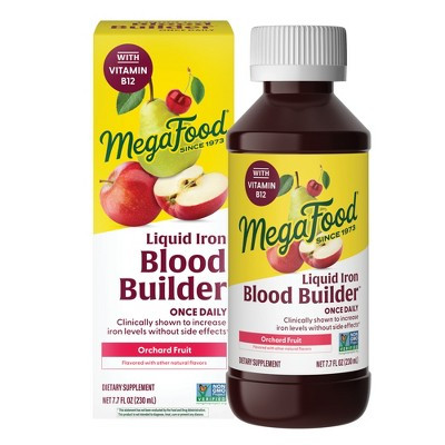 MegaFood Blood Builder Liquid Iron Supplement for Women, Men & Kids 4+ Vegan, Orchard Fruit Flavor - 7.7 fl oz (23 Servings) | Target