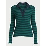 Free Assembly Women's Open Neck Polo Top with Long Sleeves, Sizes XS-XXXL | Walmart (US)