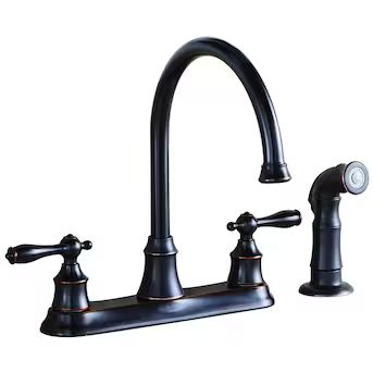 Project Source Oil Rubbed Bronze 2-Handle Deck Mount High-Arc Handle/Lever Kitchen Faucet (Deck ... | Lowe's