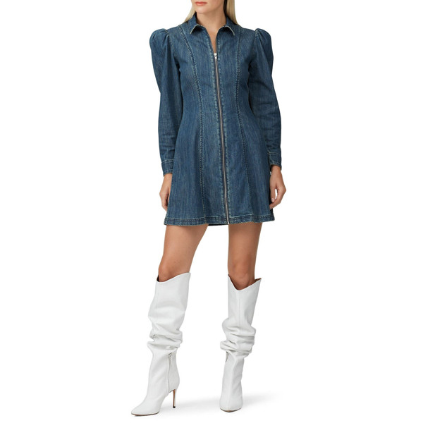 Alexa Chung Zip Front Denim Dress blue | Rent the Runway