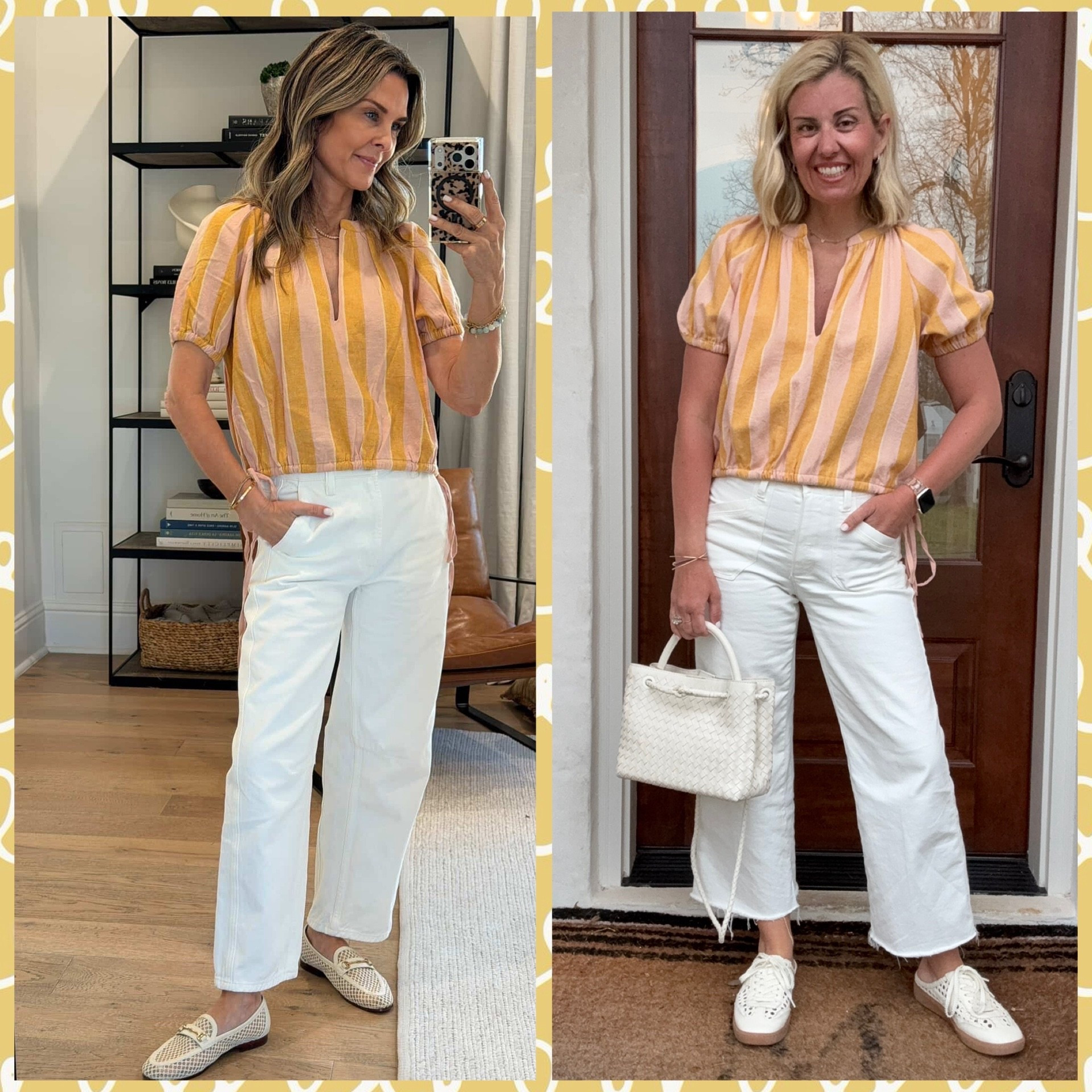 Twinning with @herfashionedlife! We are both wearing this adorable top from Mersea. The colorful stripes and ties on the side are perfection! I’m wearing an xs in top, 25P in jeans and 8 sneaker. 


#LTKgrwm #LTKootd #LTKdayinmylife