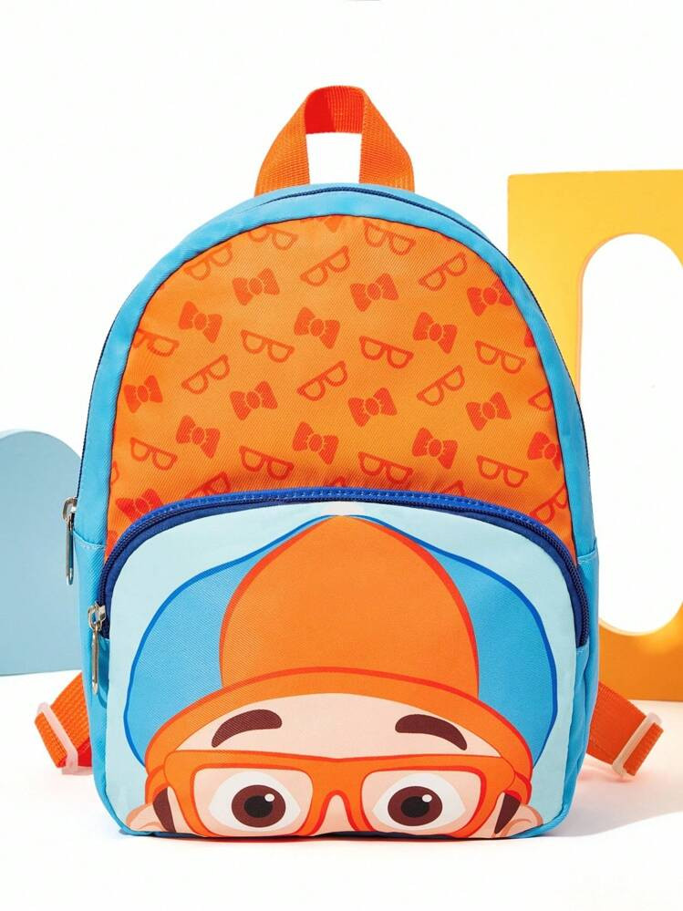 Blippi X SHEIN 1 Pc Cute Cartoon Pattern Printed Polyester Mini Backpack With Adjustable Length Shoulder Strap, For Back To School | SHEIN