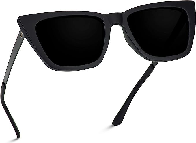 WearMe Pro EXCLUSIVE - Flat Lens Polarized Modern Tip Pointed Women Cat Eye Sunglasses | Amazon (US)