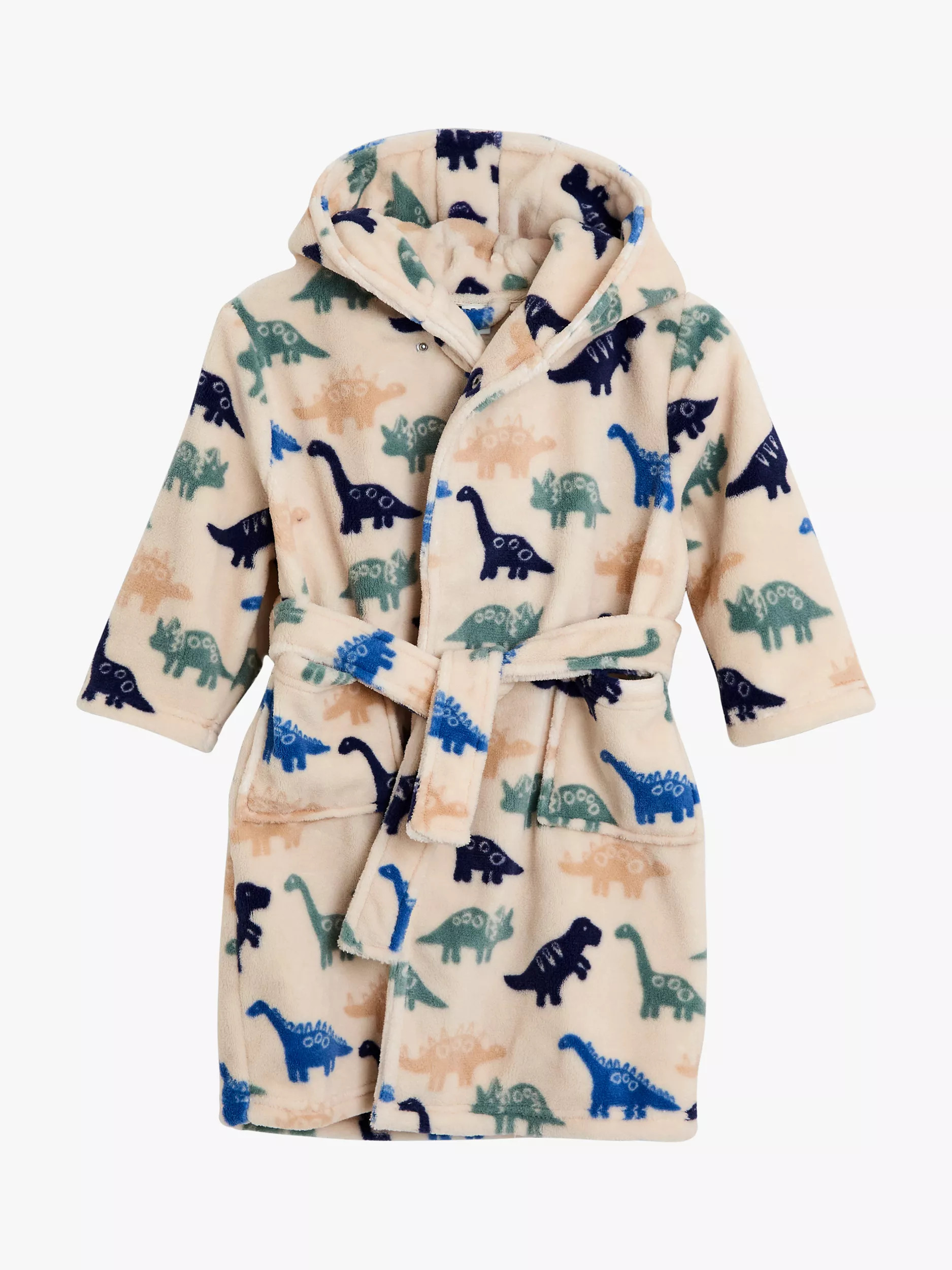 JoJo Maman Bébé Kids' Dinosaur Printed Dressing Gown, Stone | John Lewis (UK)