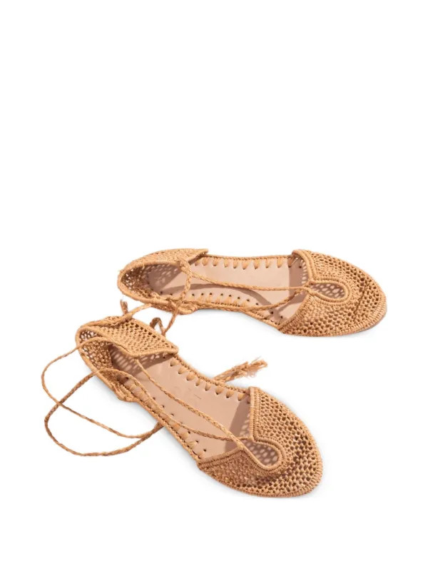 SLO_HAND_MADE Sapatilha De Ráfia Com Cadarço | Marrom | FARFETCH BR | Farfetch (BR)