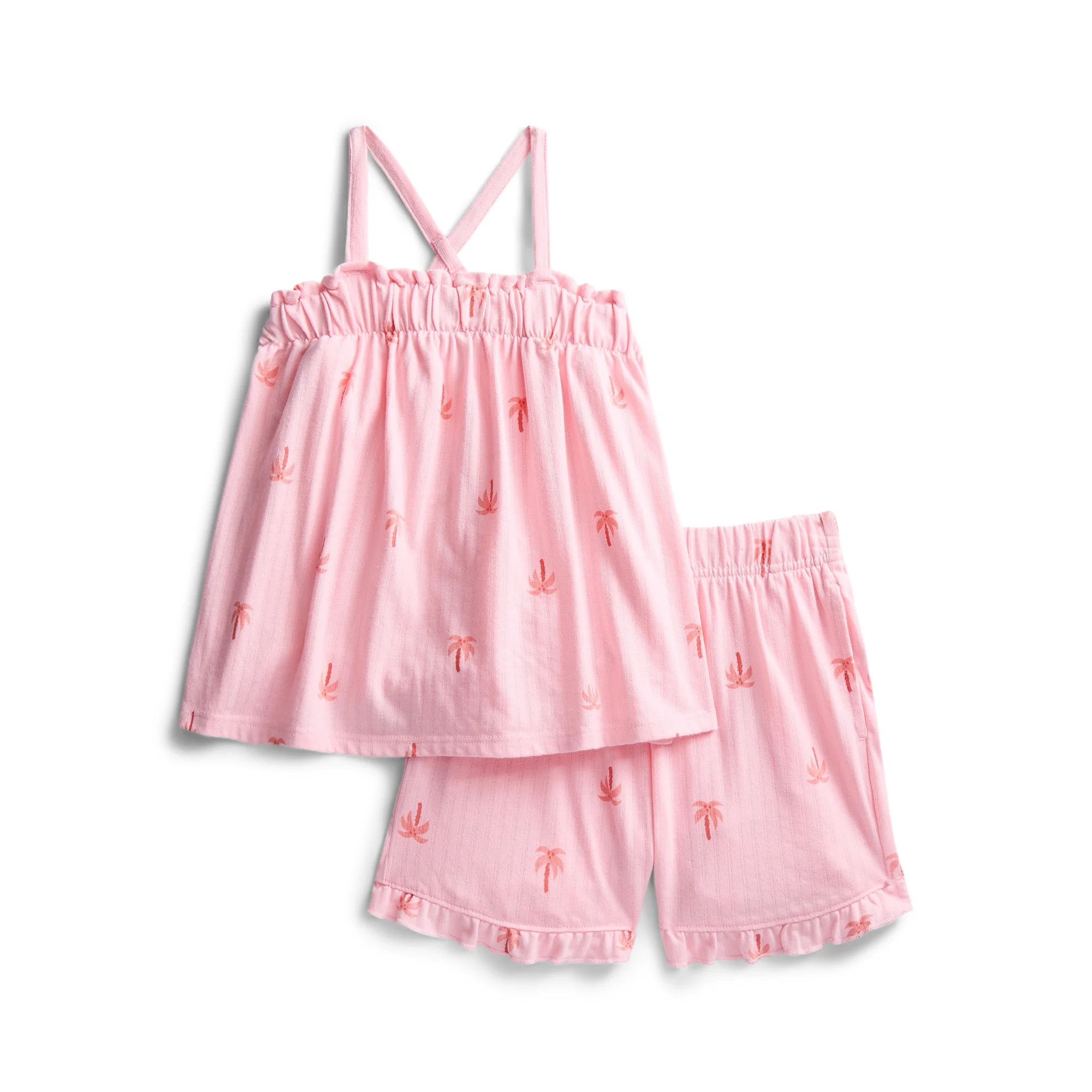 Wonder Nation Girls Trapeze Top and Shorts Outfit Set, 2-Piece, Sizes 4-10 | Walmart (US)