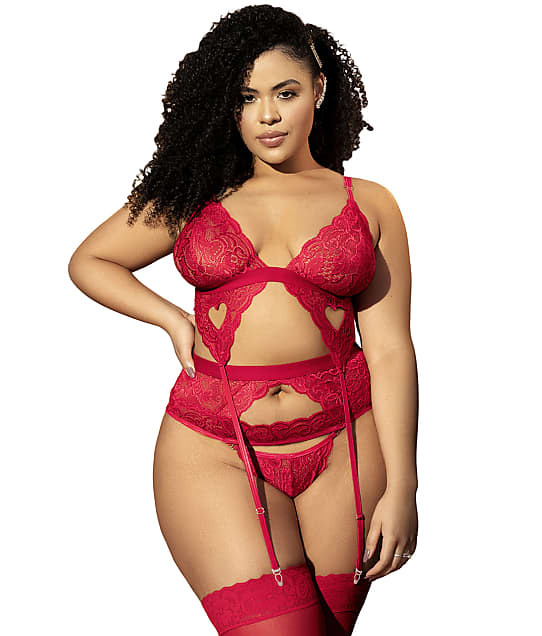Plus Size Sexy Lace Bra & Garter 3-Piece Set | Bare Necessities