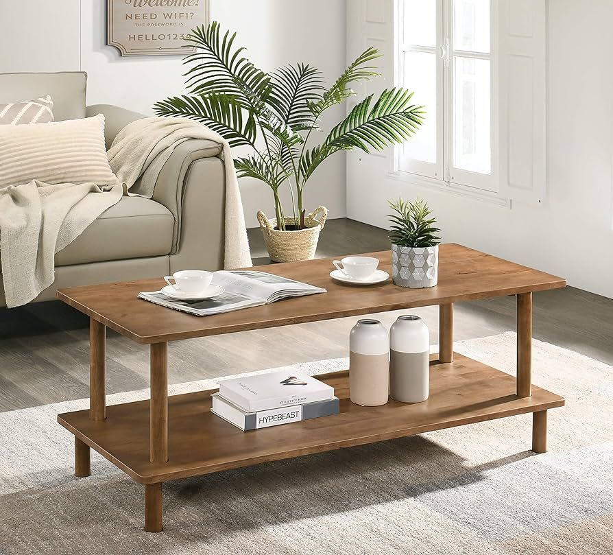 Furnitela Wood Coffee Table - 47 inch Wooden Modern Center Table, 3 in 1 Coffee Tables for Living... | Amazon (US)