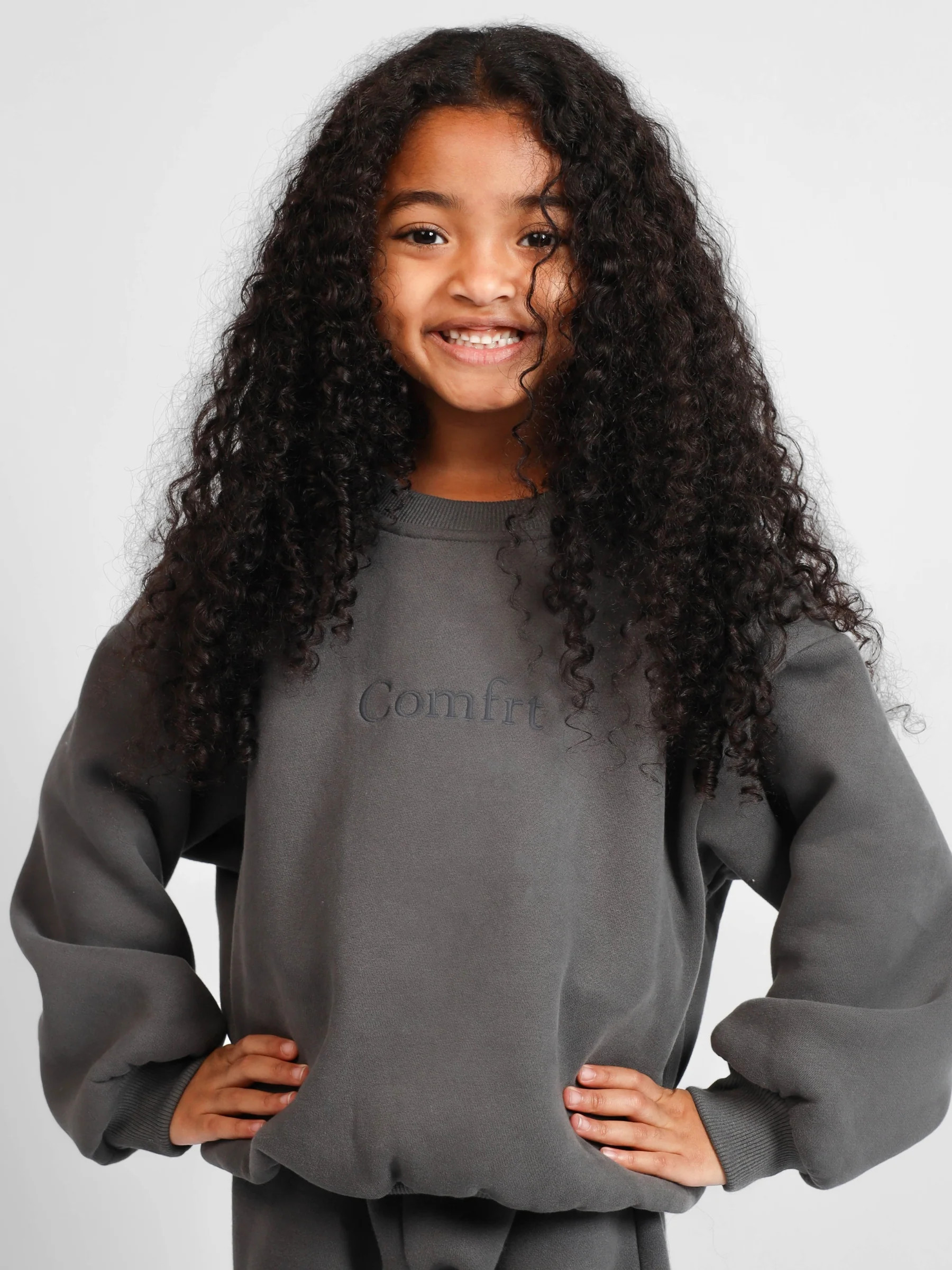 Comfrt Signature Kids Crew Sweatshirt | Steel Grey | Oversized | S | Small | Comfrt