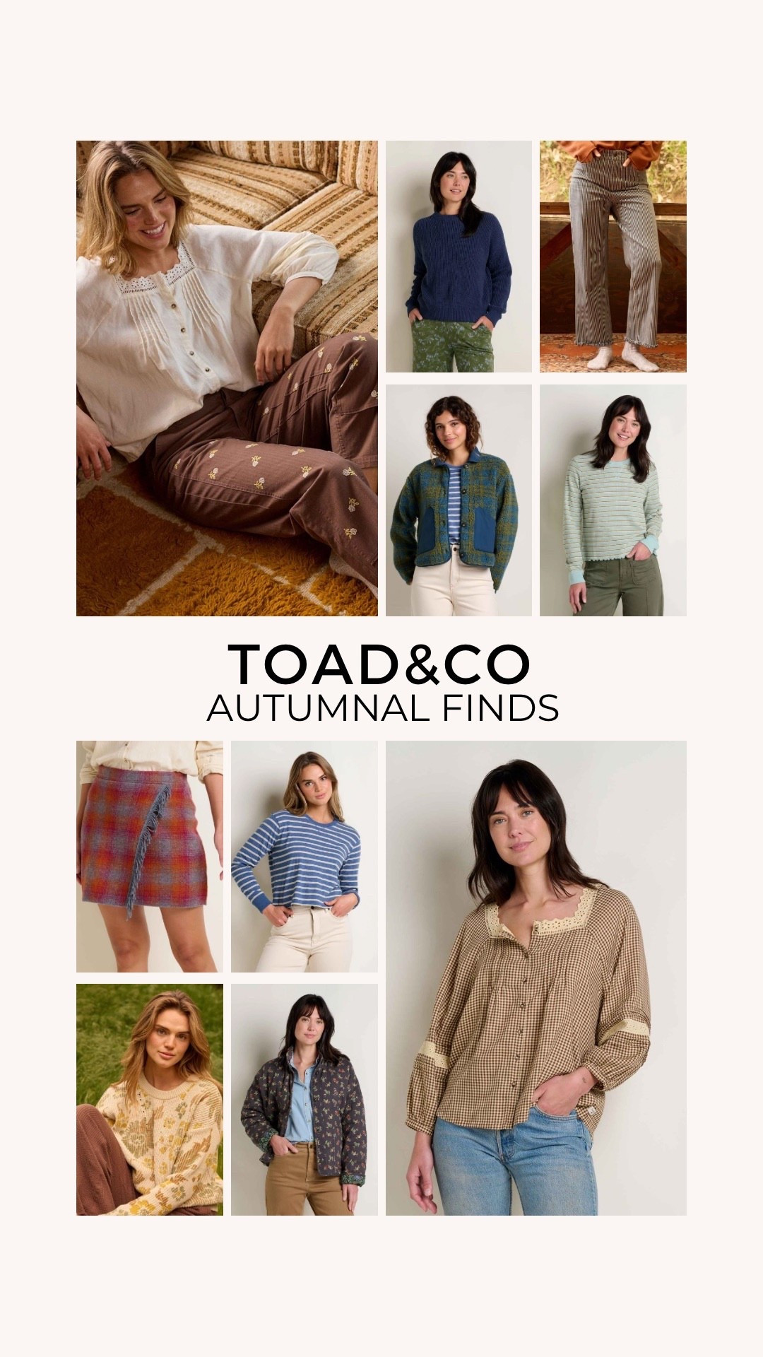 Toad & co autumnal finds 

Fall outfit , peasant top , fall jacket , brown pants , autumn outfit , striped top , quilted jacket , plaid skirt , floral pants , striped utility pants , fall floral , plaid jacket , navy sweater , fisherman’s sweater , fall knits

#LTKFindsUnder100 #LTKSeasonal