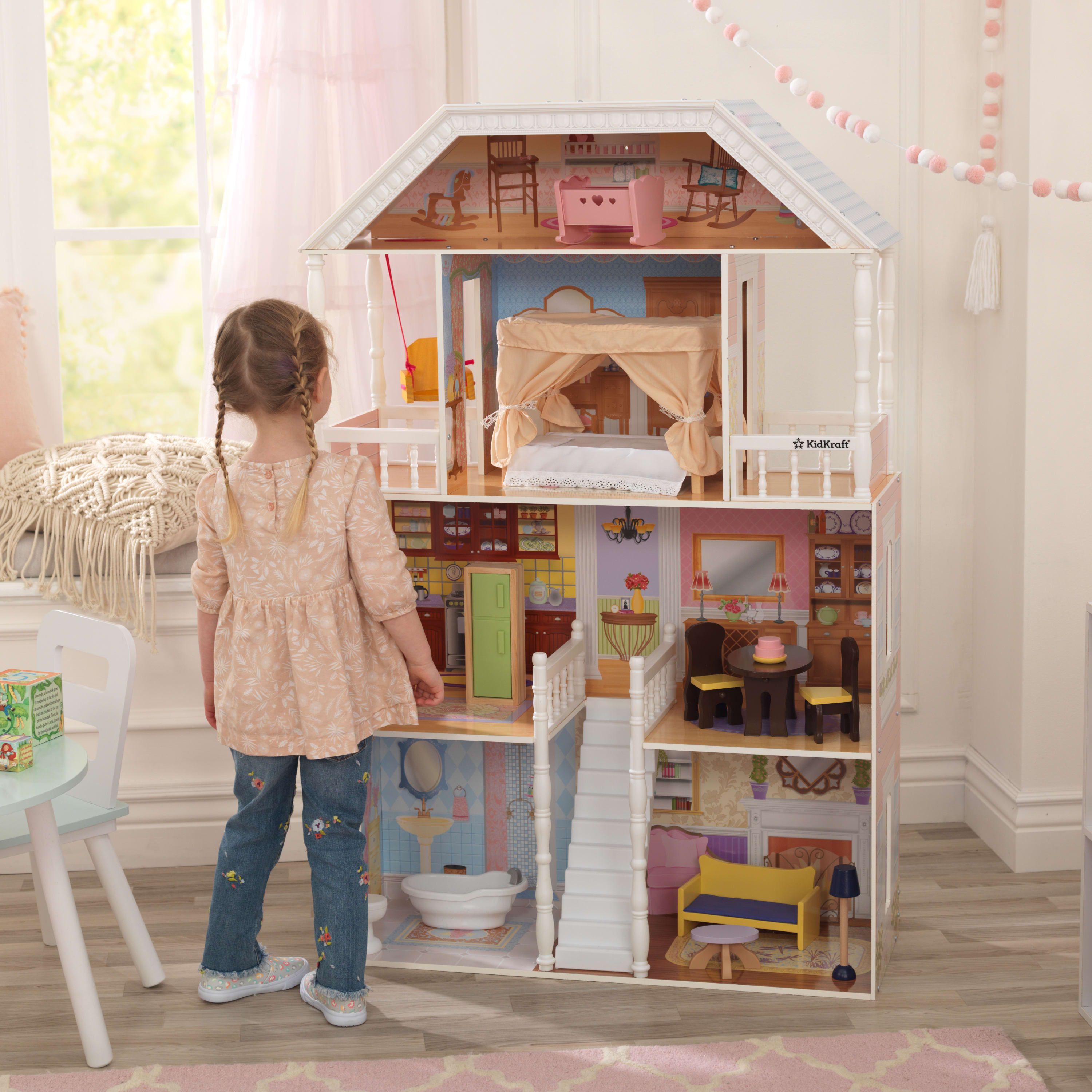 KidKraft Savannah Wooden Dollhouse with Porch Swing and 14 Accessories, Ages 3 and up | Walmart (US)