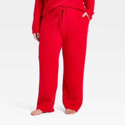 Women's Mid-Rise Cozy Knit Ankle Pull-On Pants - Universal Thread™ Red | Target