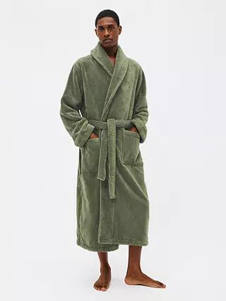 Polo Ralph Lauren Shawl Collar Robe, Army Olive | John Lewis (UK)