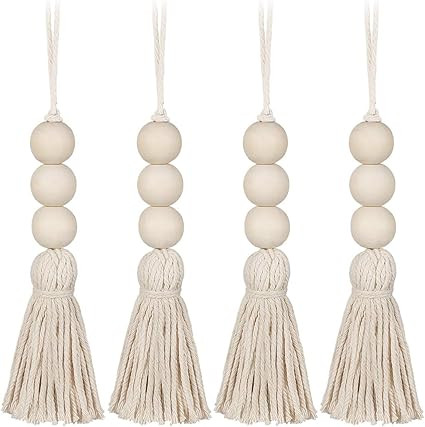 Vosarea Wood Bead Garlands,Farmhouse Beads Tassels, Rustic Country Decor Prayer Beads for Home Do... | Amazon (US)
