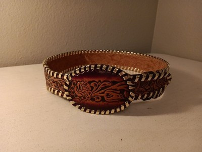 Vintage Women's Brazos Joe Western Belt Tooled Leather Sz 28. Roses. | eBay US