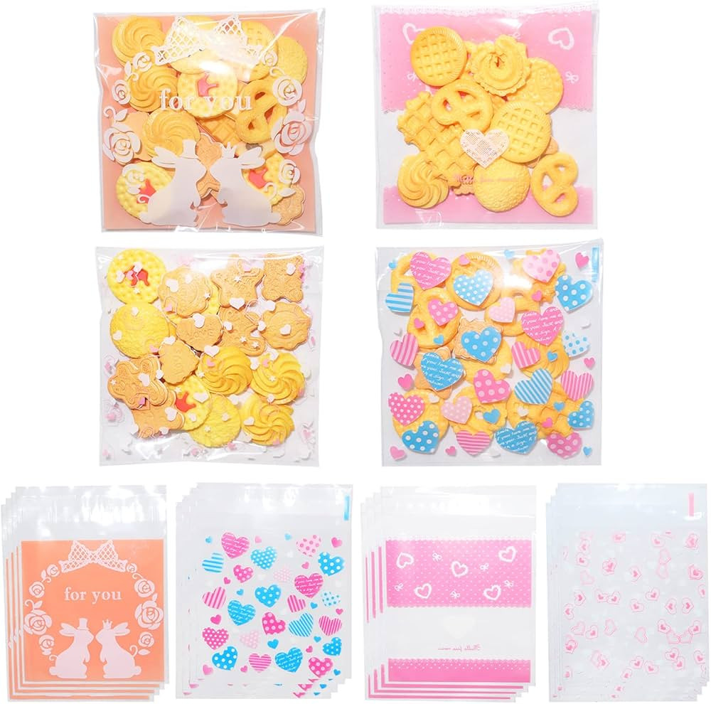 HADDIY Valentine Small Cellophane Candy Bags,200 Pcs Heart Self Adhesive Clear Cookie Treat Bags ... | Amazon (US)