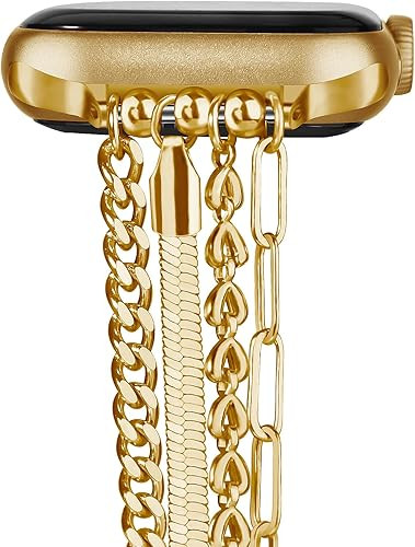 QINGQING Chain Bracelet Compatible for Apple Watch Band 41mm 38mm 40mm, Women Fashion Slim Jewelr... | Amazon (US)