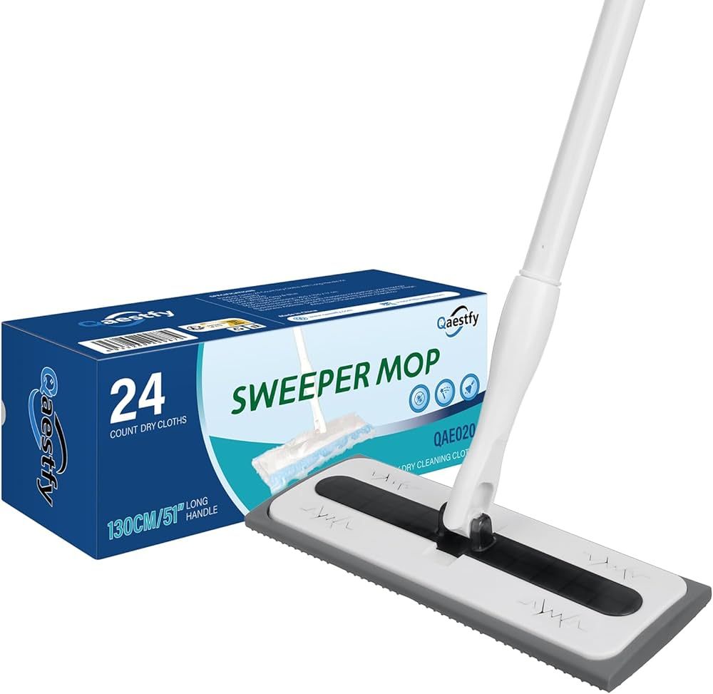 Qaestfy Sweeper Mops for Floor Cleaning, 24 Count Dry Cleaning Mop Cloths, All Surface Floor Type... | Amazon (US)