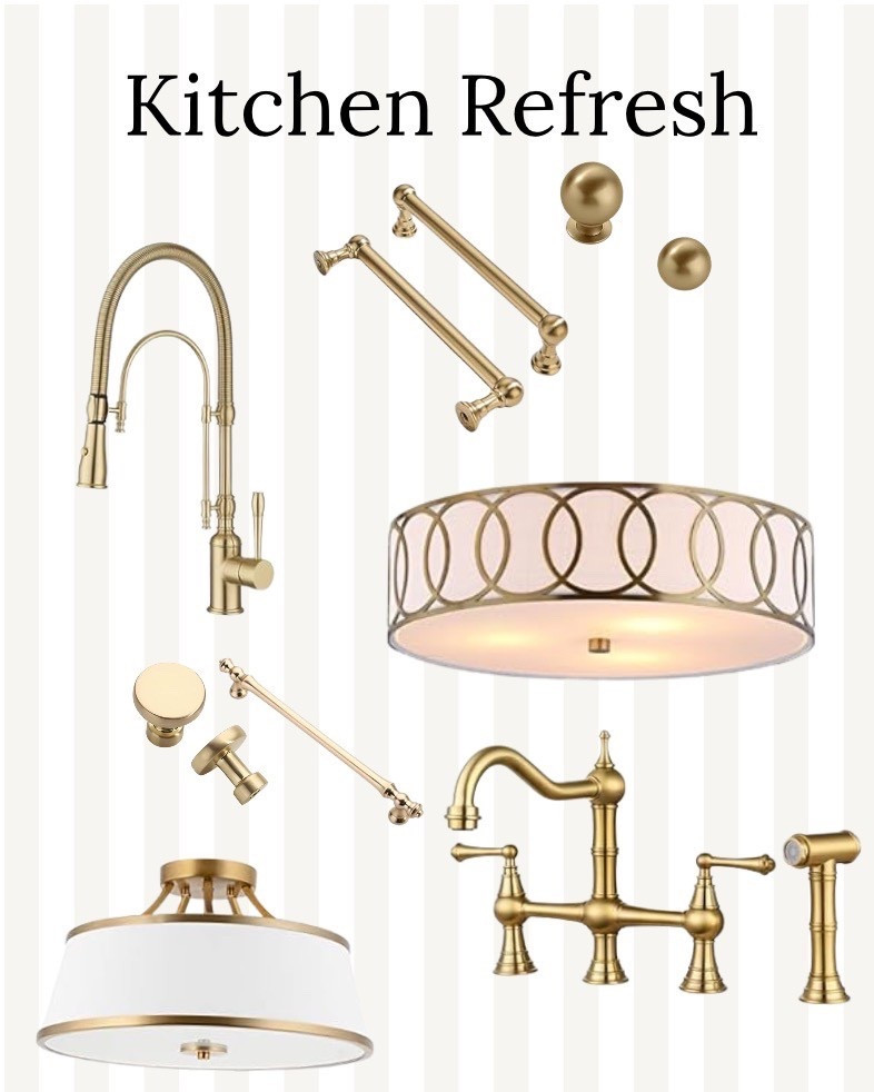 Kitchen refresh using all Amazon finds! Gold light fixtures, cabinet hardware, kitchen faucets, all affordable and easy swaps to update your kitchen! 

#LTKHome